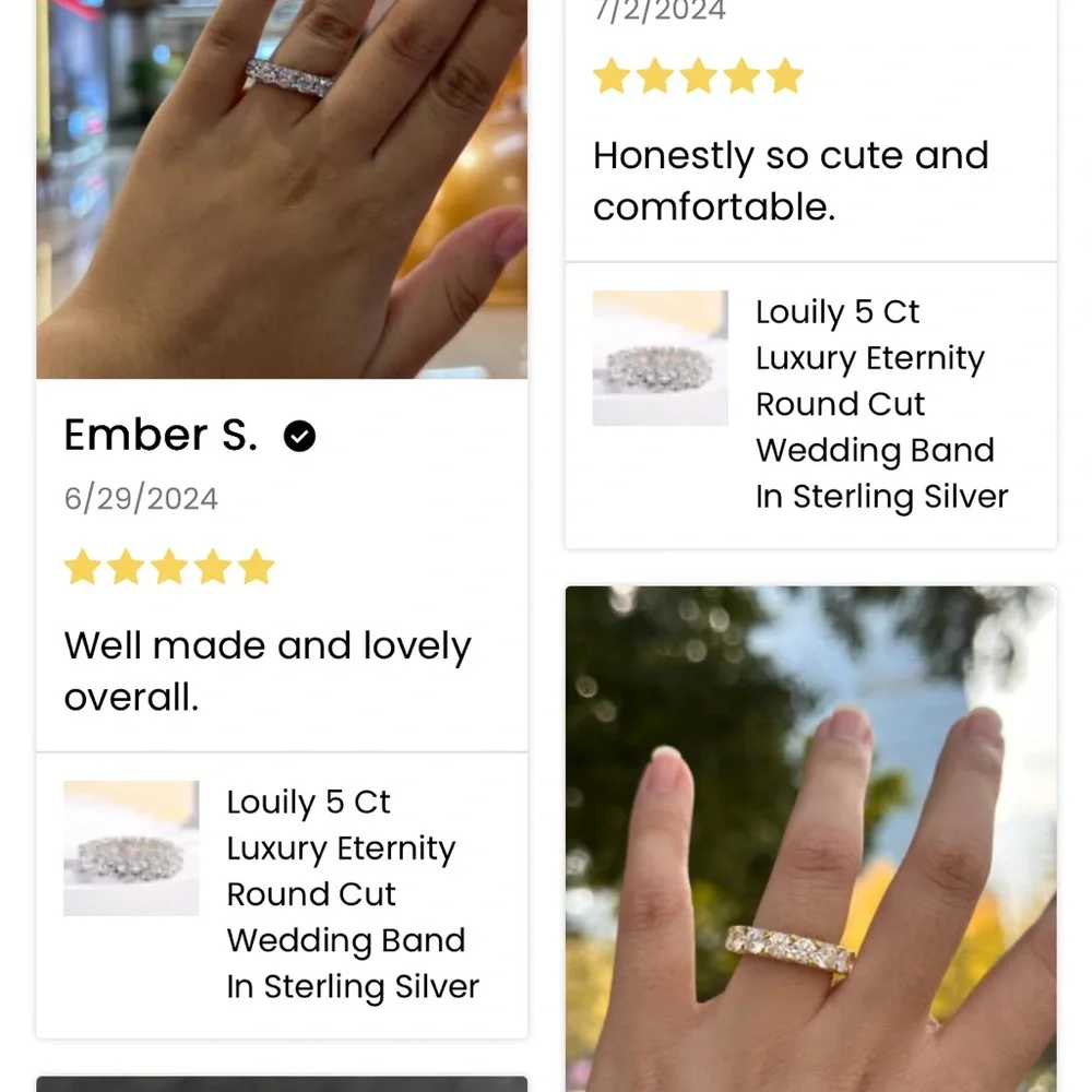 Louily 5 Ct Luxury Eternity Round Cut Wedding Band In Sterling Silver